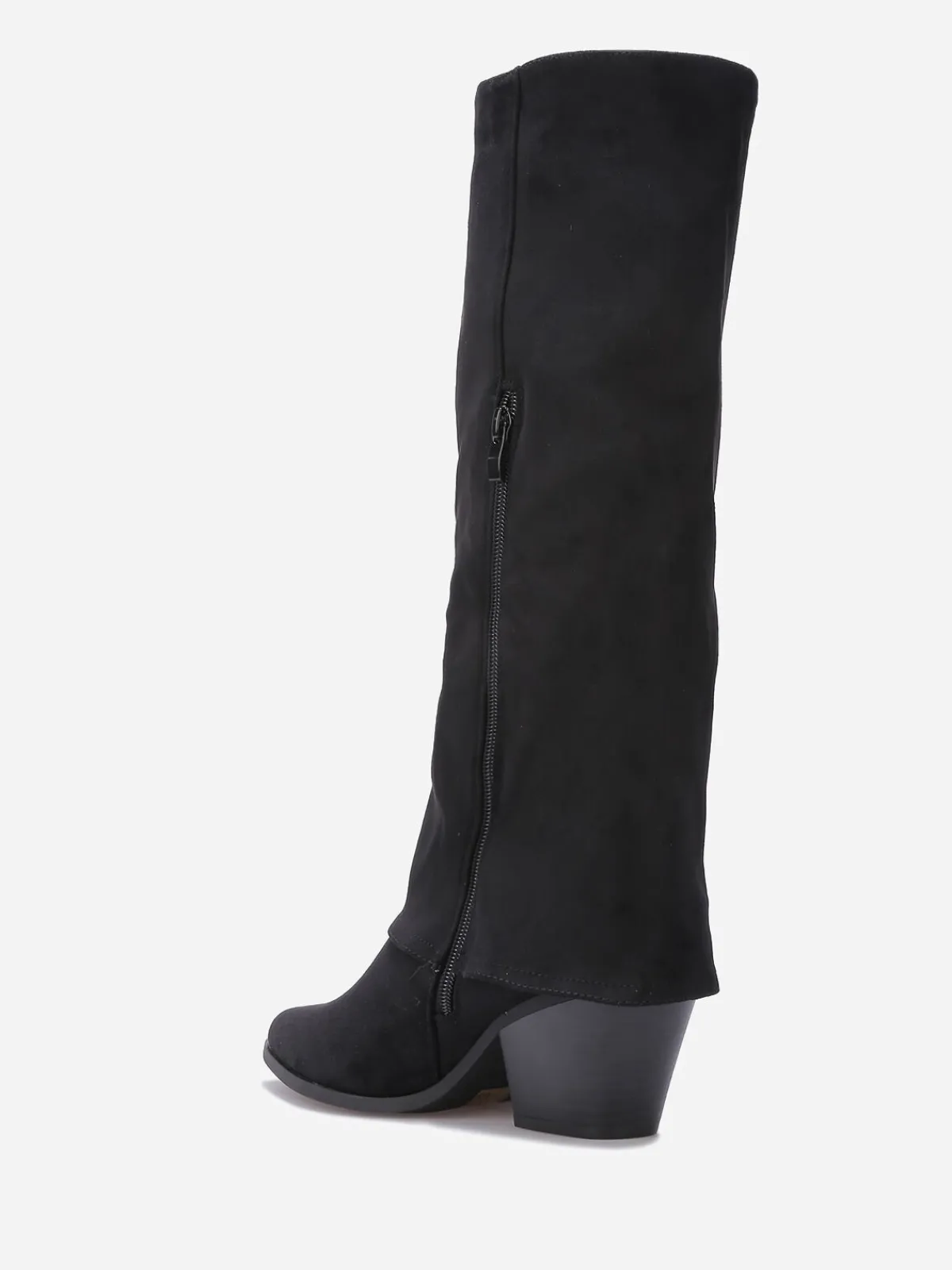Online La Modeuse Bottes en suédine à revers Noir