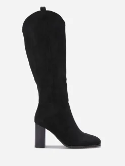 New La Modeuse Bottes en suédine à talon Noir
