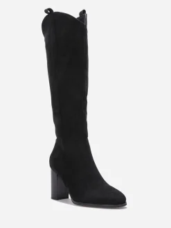 New La Modeuse Bottes en suédine à talon Noir
