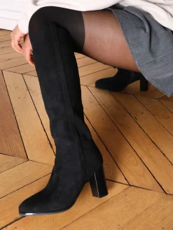 New La Modeuse Bottes en suédine à talon Noir
