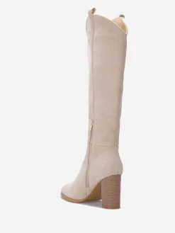 New La Modeuse Bottes en suédine à talon Beige