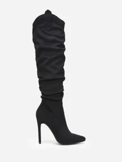 La Modeuse Bottes  en suédine à talon fin et bout pointu Noir