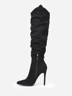 La Modeuse Bottes  en suédine à talon fin et bout pointu Noir