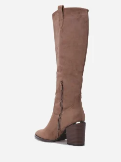 New La Modeuse Bottes en suédine avec pièce métallique Taupe