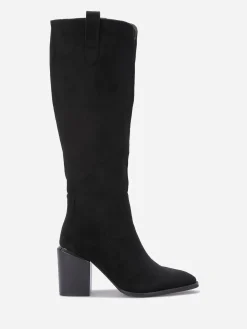 Sale La Modeuse Bottes en suédine avec pièce métallique Noir