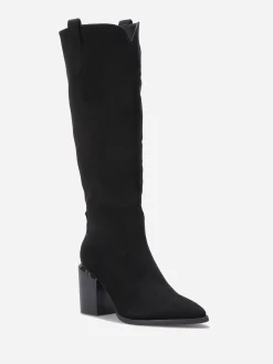Sale La Modeuse Bottes en suédine avec pièce métallique Noir