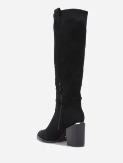 Sale La Modeuse Bottes en suédine avec pièce métallique Noir