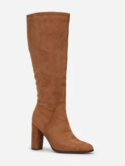Hot La Modeuse Bottes en suédine style rétro Camel