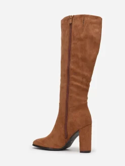 Hot La Modeuse Bottes en suédine style rétro Camel
