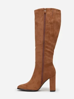 Hot La Modeuse Bottes en suédine style rétro Camel