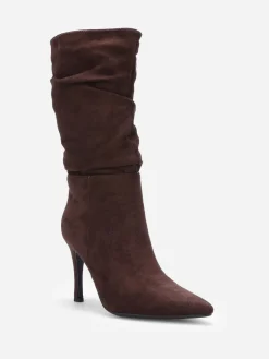 Sale La Modeuse Bottes froncées en suédine Marron