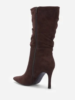Sale La Modeuse Bottes froncées en suédine Marron