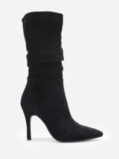 Hot La Modeuse Bottes froncées en suédine Noir