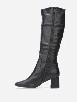 Clearance La Modeuse Bottes plissées à bout carré Noir