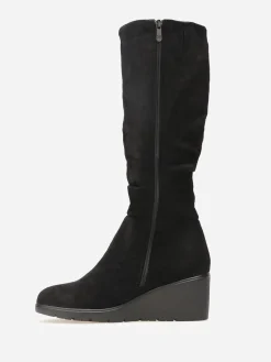 Sale La Modeuse Bottes plissées et compensées en suédine Noir