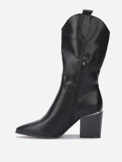 Hot La Modeuse Bottes pointues à détail métallique Noir