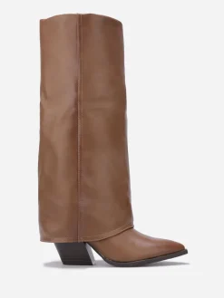 La Modeuse Bottes santiags à talon et revers Taupe
