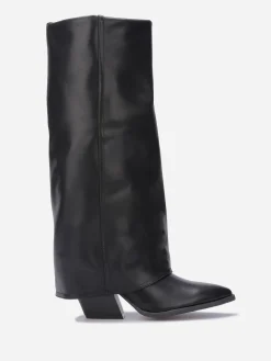 Discount La Modeuse Bottes santiags à talon et revers Noir