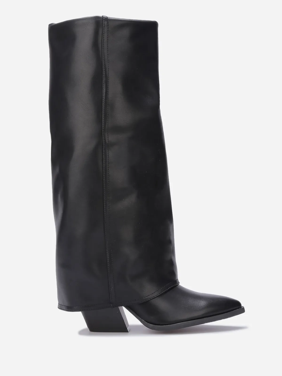 Discount La Modeuse Bottes santiags à talon et revers Noir