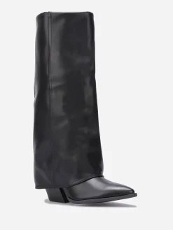 Discount La Modeuse Bottes santiags à talon et revers Noir