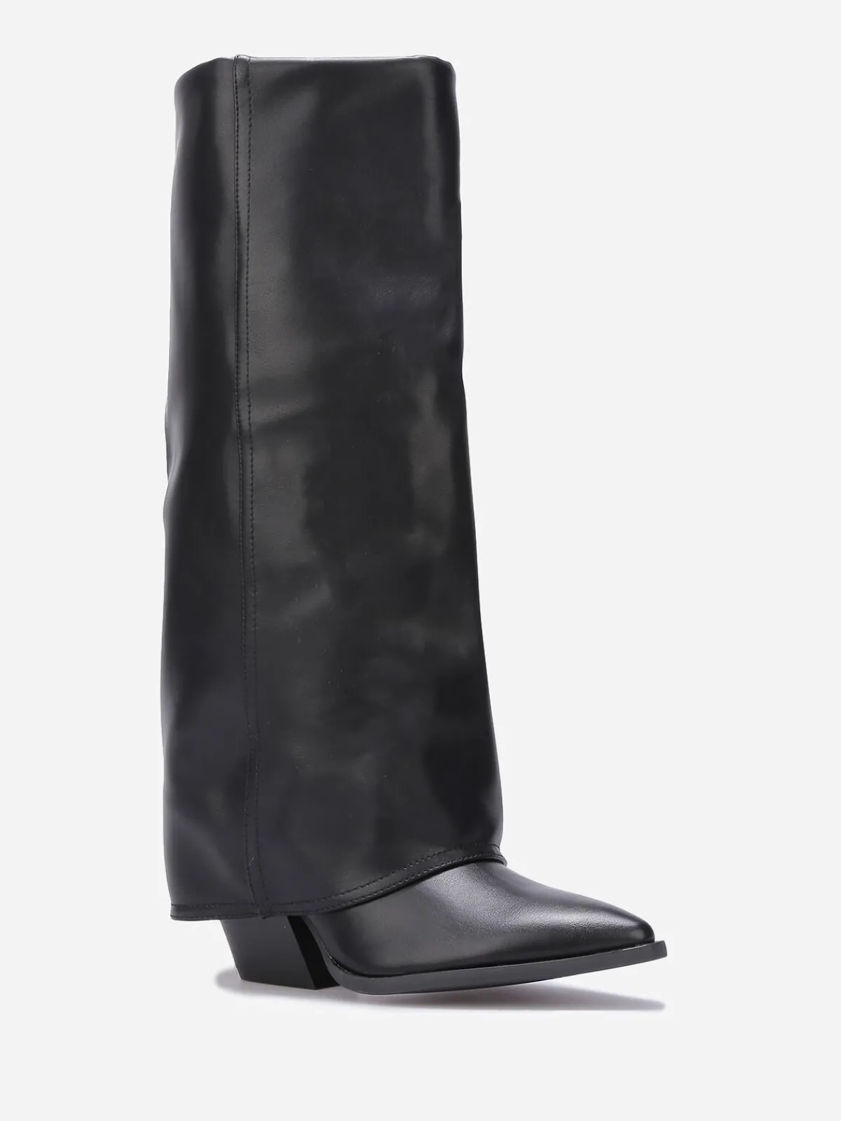 Discount La Modeuse Bottes santiags à talon et revers Noir