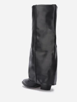 Discount La Modeuse Bottes santiags à talon et revers Noir