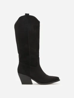 Online La Modeuse Bottes santiags en suédine Noir