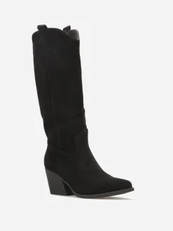 Online La Modeuse Bottes santiags en suédine Noir