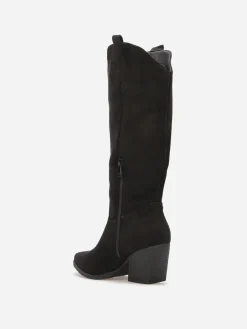 Online La Modeuse Bottes santiags en suédine Noir