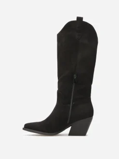 Online La Modeuse Bottes santiags en suédine Noir