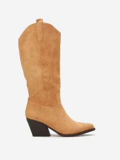 Discount La Modeuse Bottes santiags en suédine Camel