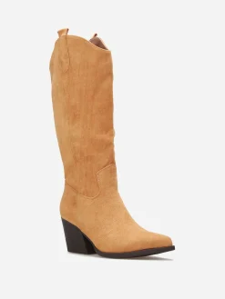 Discount La Modeuse Bottes santiags en suédine Camel