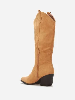Discount La Modeuse Bottes santiags en suédine Camel