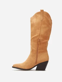 Discount La Modeuse Bottes santiags en suédine Camel