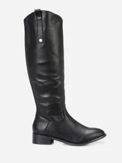 Online La Modeuse Bottes  style cavalière à bout rond Noir