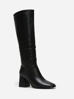 Hot La Modeuse Bottes talon trapèze et bout carré Noir