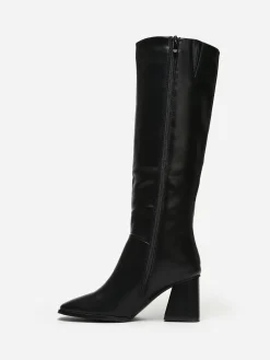 Hot La Modeuse Bottes talon trapèze et bout carré Noir