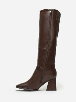 La Modeuse Bottes talon trapèze et bout carré Marron
