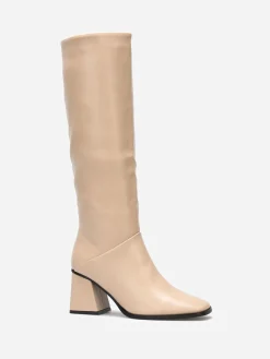 Best La Modeuse Bottes talon trapèze et bout carré Beige