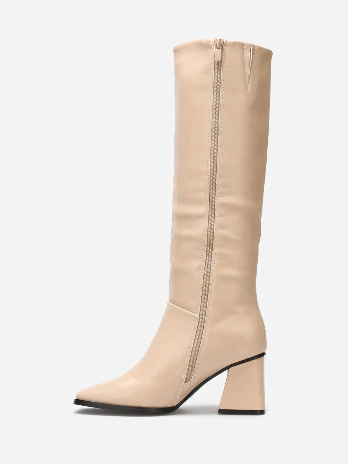 Best La Modeuse Bottes talon trapèze et bout carré Beige