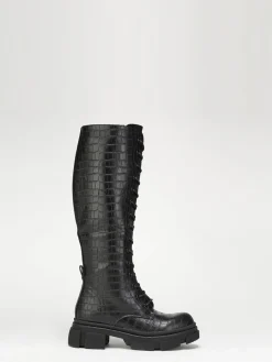 La Modeuse Bottes  texturées à lacets et semelle crantée NoirVernis