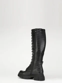 La Modeuse Bottes  texturées à lacets et semelle crantée NoirVernis