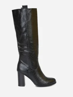 Best La Modeuse Bottes texturées à talon carré Noir
