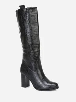 Best La Modeuse Bottes texturées  à talon carré Noir