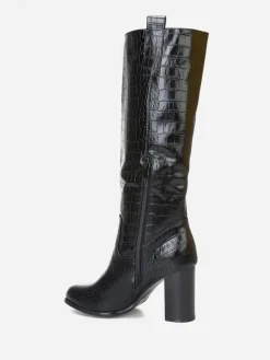 Best La Modeuse Bottes texturées  à talon carré Noir