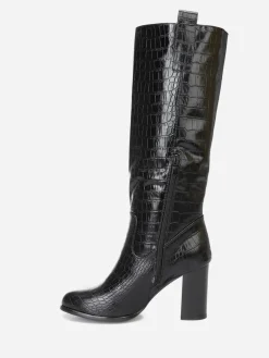 Best La Modeuse Bottes texturées  à talon carré Noir