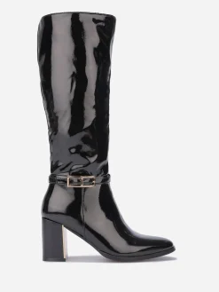 Best La Modeuse Bottes vernies à détails dorés Noir