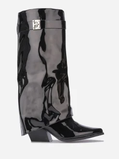 Clearance La Modeuse Bottes vernies à revers Noir