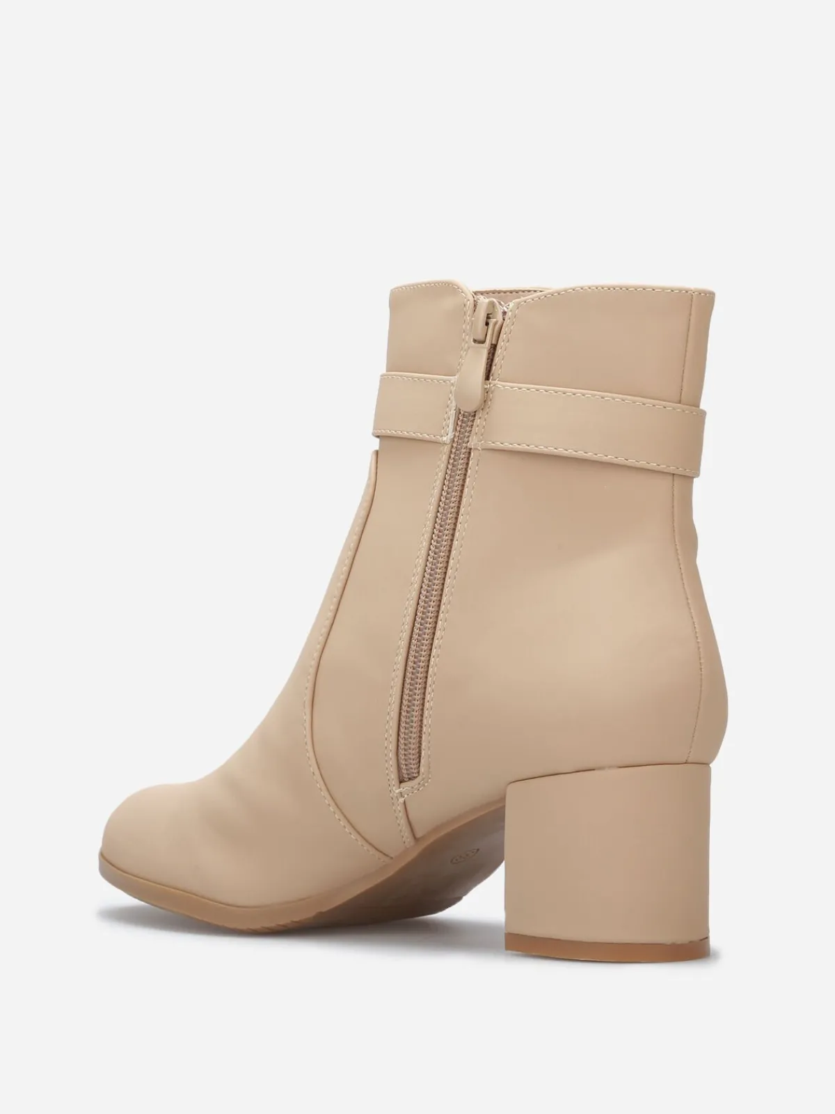 Best La Modeuse Bottines à boucle en strass et surpiqûres Beige