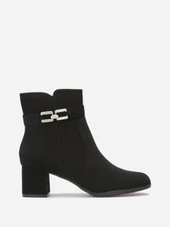 Clearance La Modeuse Bottines à boucle en strass et surpiqûres Noir